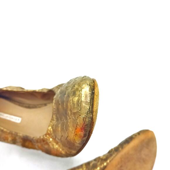Vera Wang Lavender Ballet Flats | Gold Metallic Snake Leather Made in Italy EUC - Picture 12 of 16